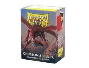 DRAGON SHIELD DUAL MATTE STANDARD SLEEVES CRIMSON & SILVER 100UD