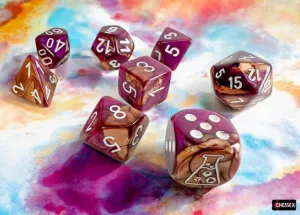 DADOS GEMINI COPPER-PURPLE/WHITE POLYHEDRAL 7-DICE SET CHX 30071
